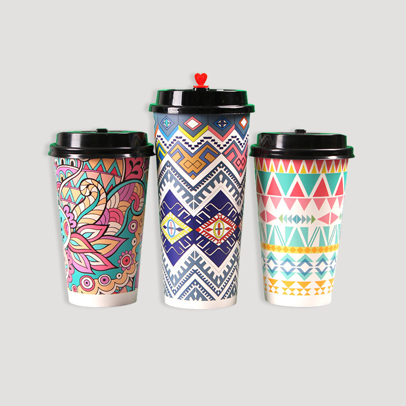 Color printed paper coffee cups