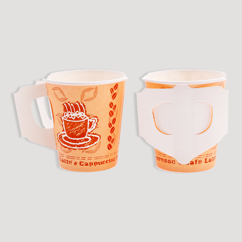 Paper coffee cup with handle