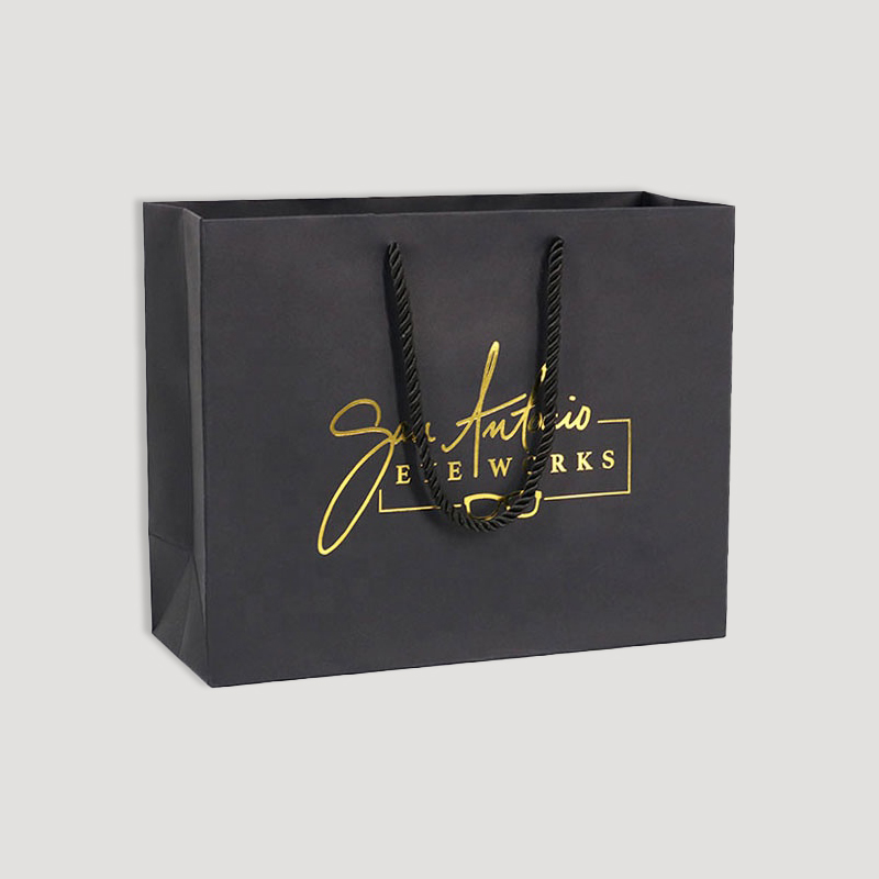 Shopping paper bag with gold foil