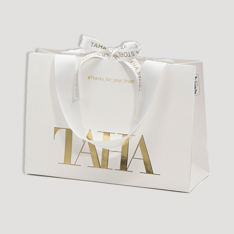 custom logo luxury paper bag white