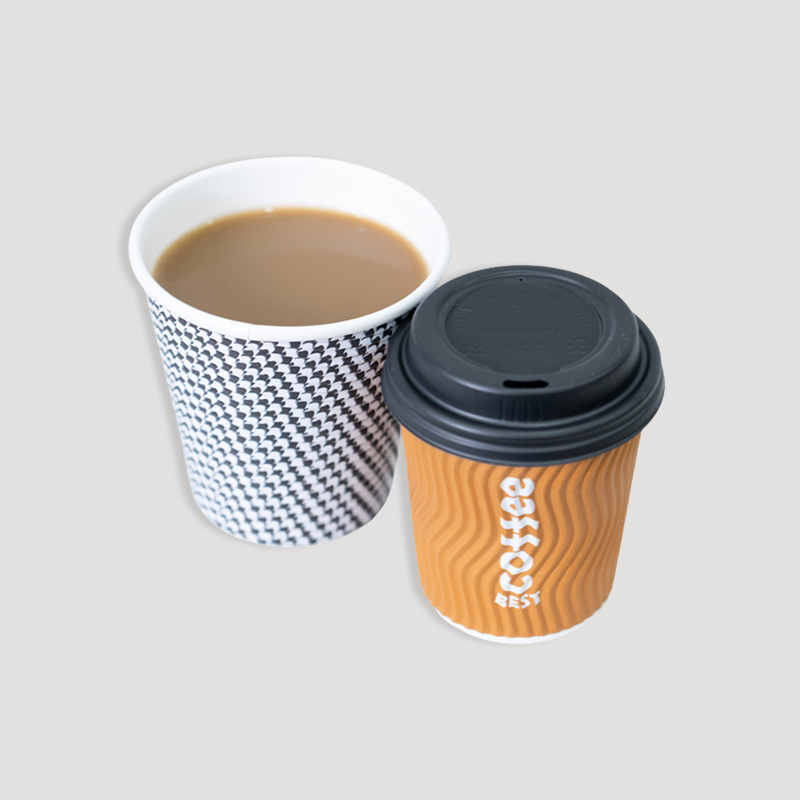 Printed striped paper coffee cup