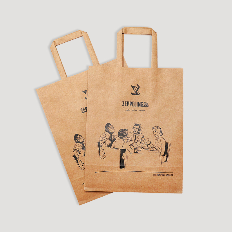 kraft paper bag with flat handle