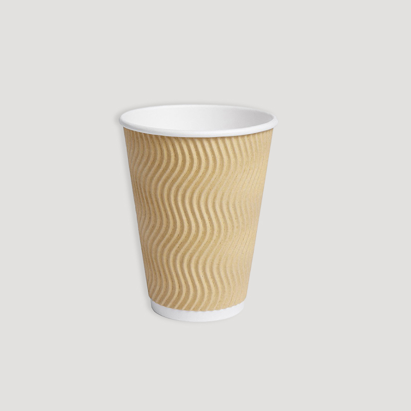 Disposable paper cup with ripple