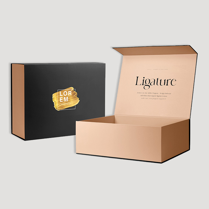 custom logo luxury matte rigid black gift box magn