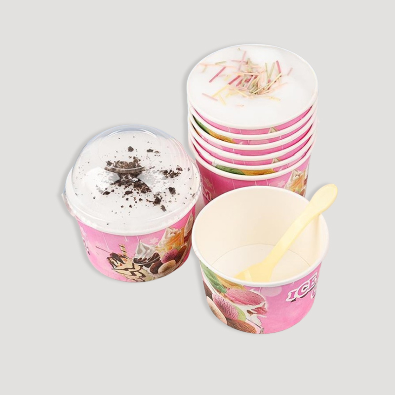 ice cream paper gelato cups with lid and spoon