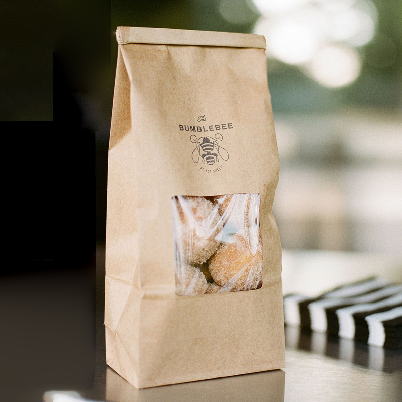 brown paper food bags with window